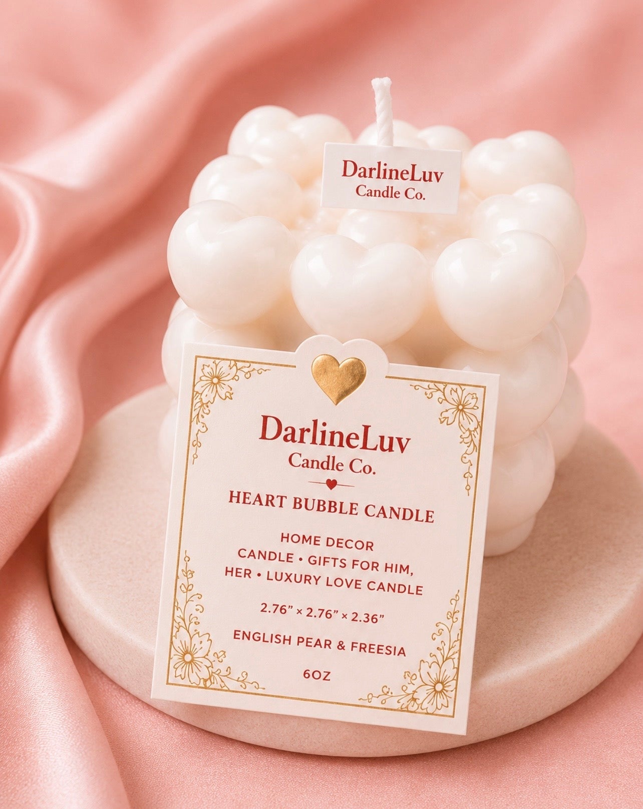 Heart Bubble Candle – Luxury Love Candle | Romantic Home Decor | Gift for Him & Her