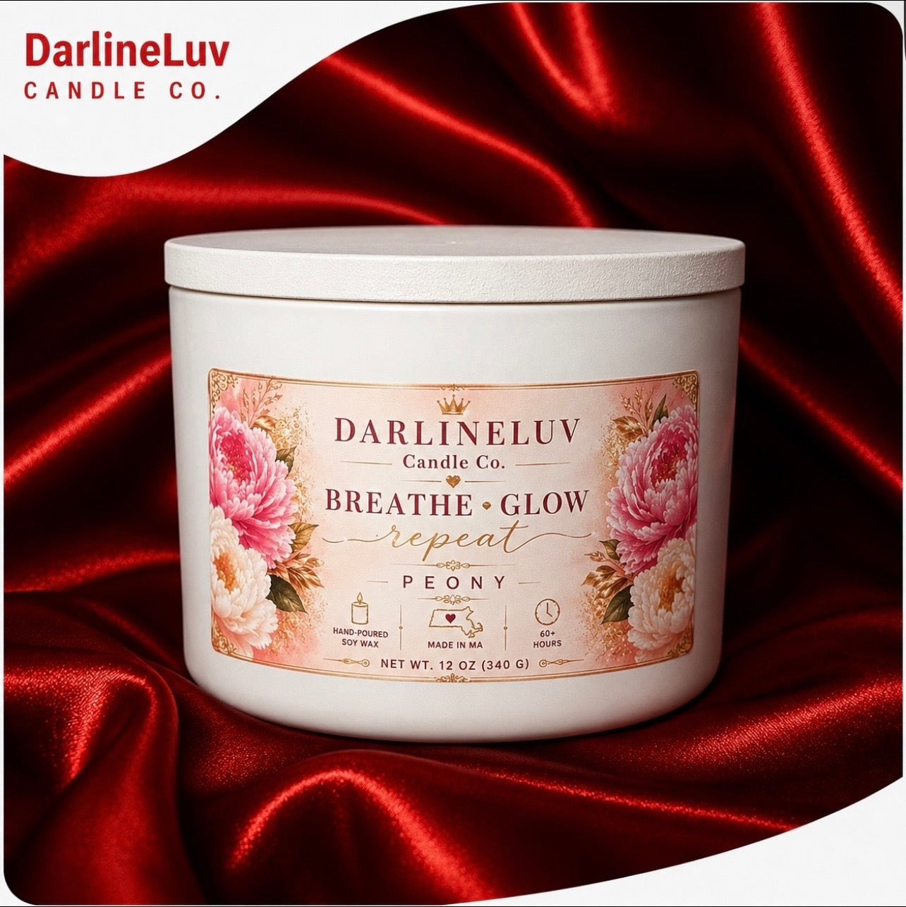 PEONY BLOSSOM | Luxury Floral Short Jar Soy Candle | Elegant Home Fragrance | Self-Care Gift