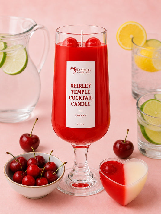 Shirley Temple Cocktail Candle – Cherry Scent | 12 oz Drink Candle | Aesthetic Dessert Candle