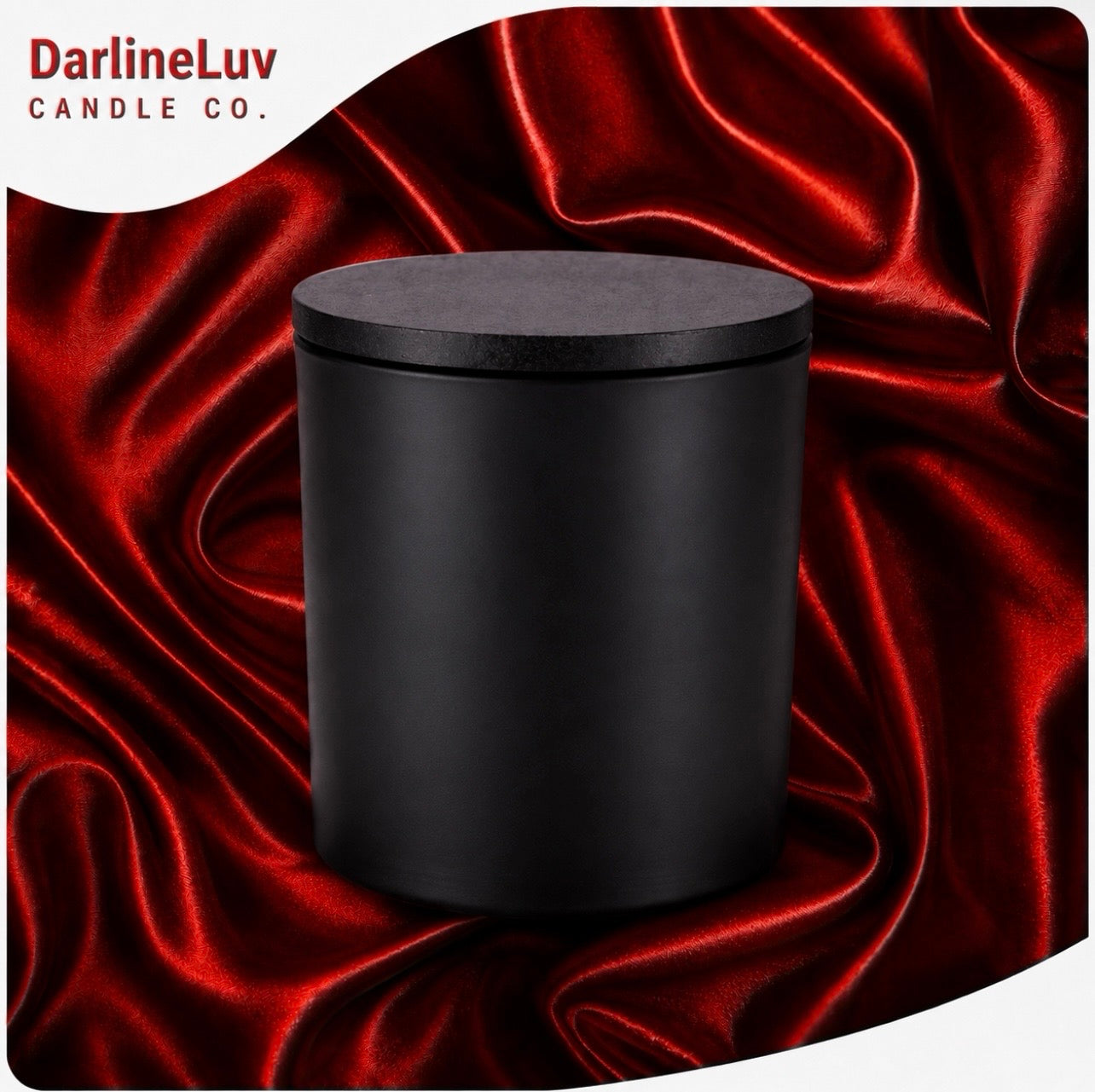 DarlineLuv 14 oz Matte Black & White Candle Jar with Bamboo Lid | Premium Glass Candle Vessel for Candle Making