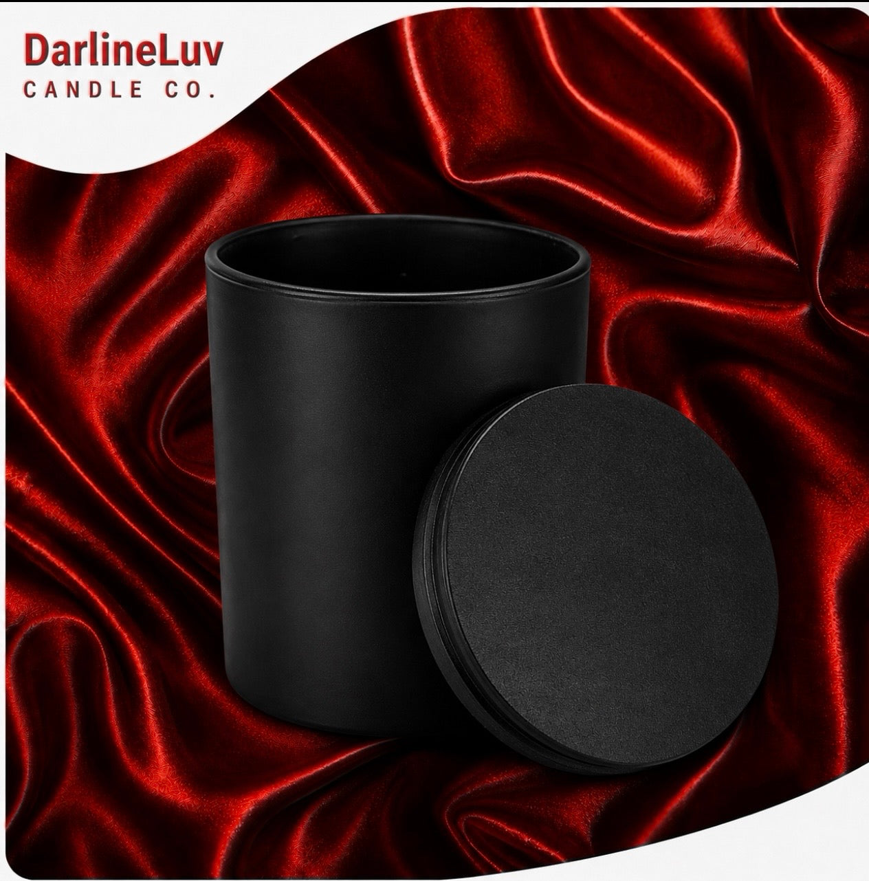 DarlineLuv 14 oz Matte Black & White Candle Jar with Bamboo Lid | Premium Glass Candle Vessel for Candle Making