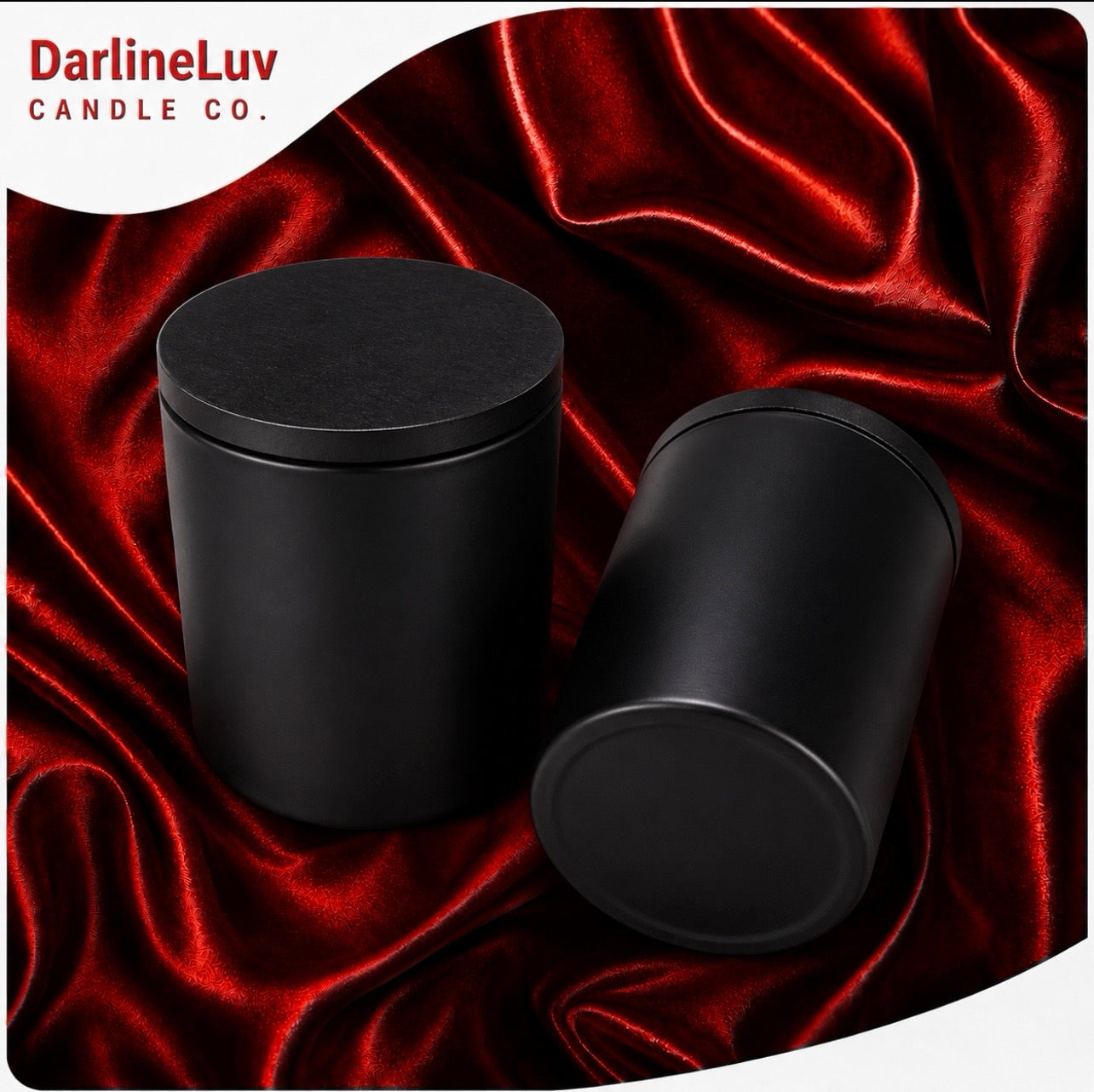 DarlineLuv 14 oz Matte Black & White Candle Jar with Bamboo Lid | Premium Glass Candle Vessel for Candle Making
