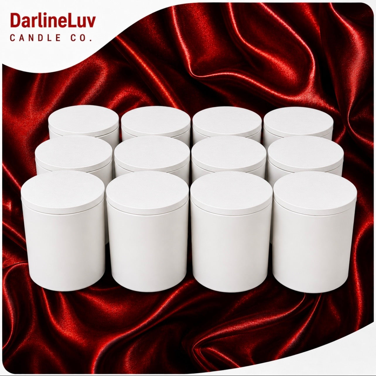 DarlineLuv 14 oz Matte Black & White Candle Jar with Bamboo Lid | Premium Glass Candle Vessel for Candle Making