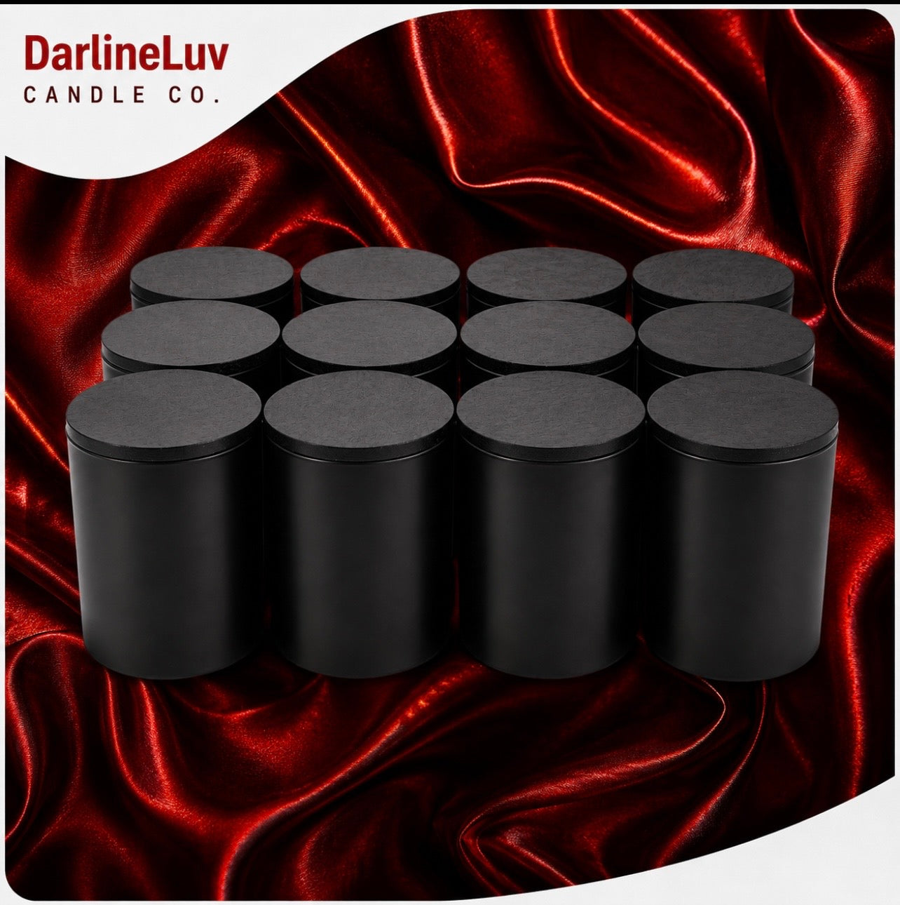 DarlineLuv 14 oz Matte Black & White Candle Jar with Bamboo Lid | Premium Glass Candle Vessel for Candle Making