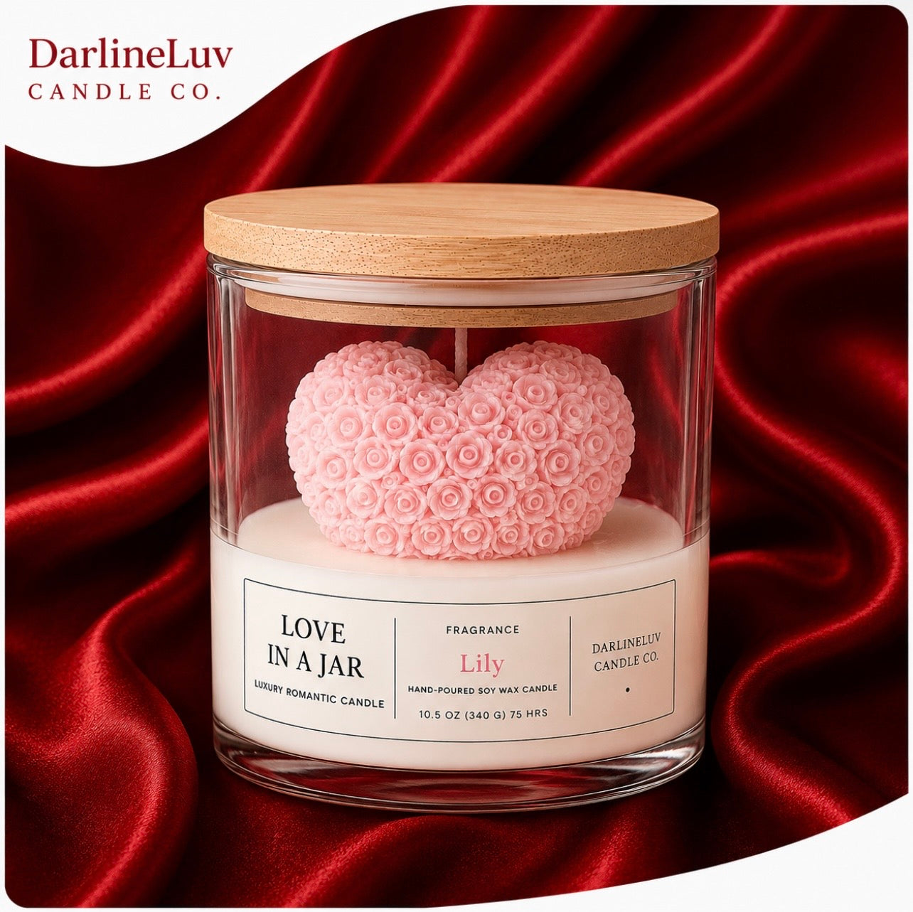 Love In A Jar™ | Luxury Rose Heart Candle | Romantic Gift Candle | Handmade Soy Wax Candle