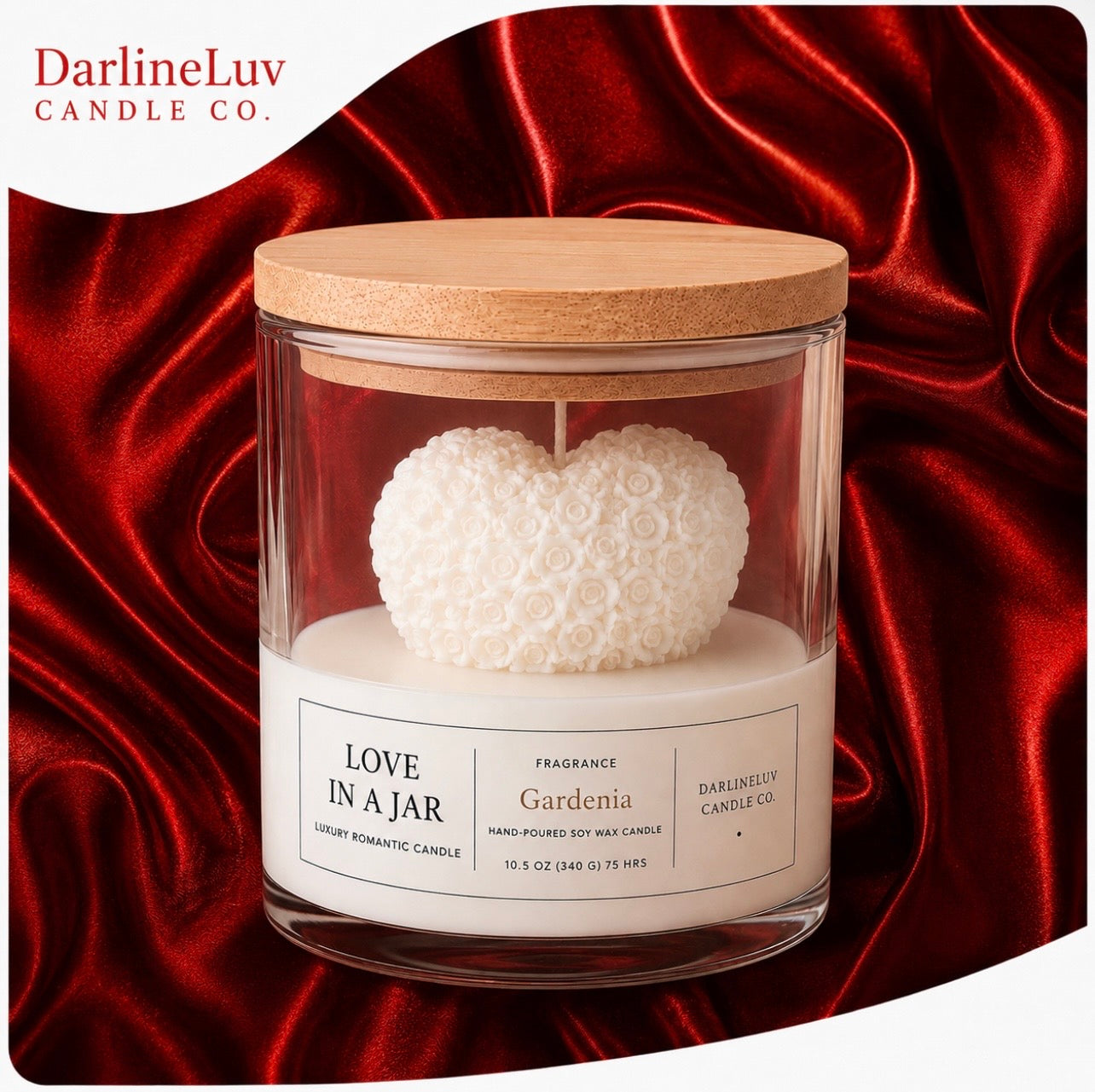 Love In A Jar™ | Luxury Rose Heart Candle | Romantic Gift Candle | Handmade Soy Wax Candle