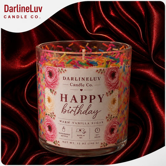 Happy Birthday Candle | Warm Vanilla Sugar | Luxury Celebration Candle | 12 oz Soy Wax Candle