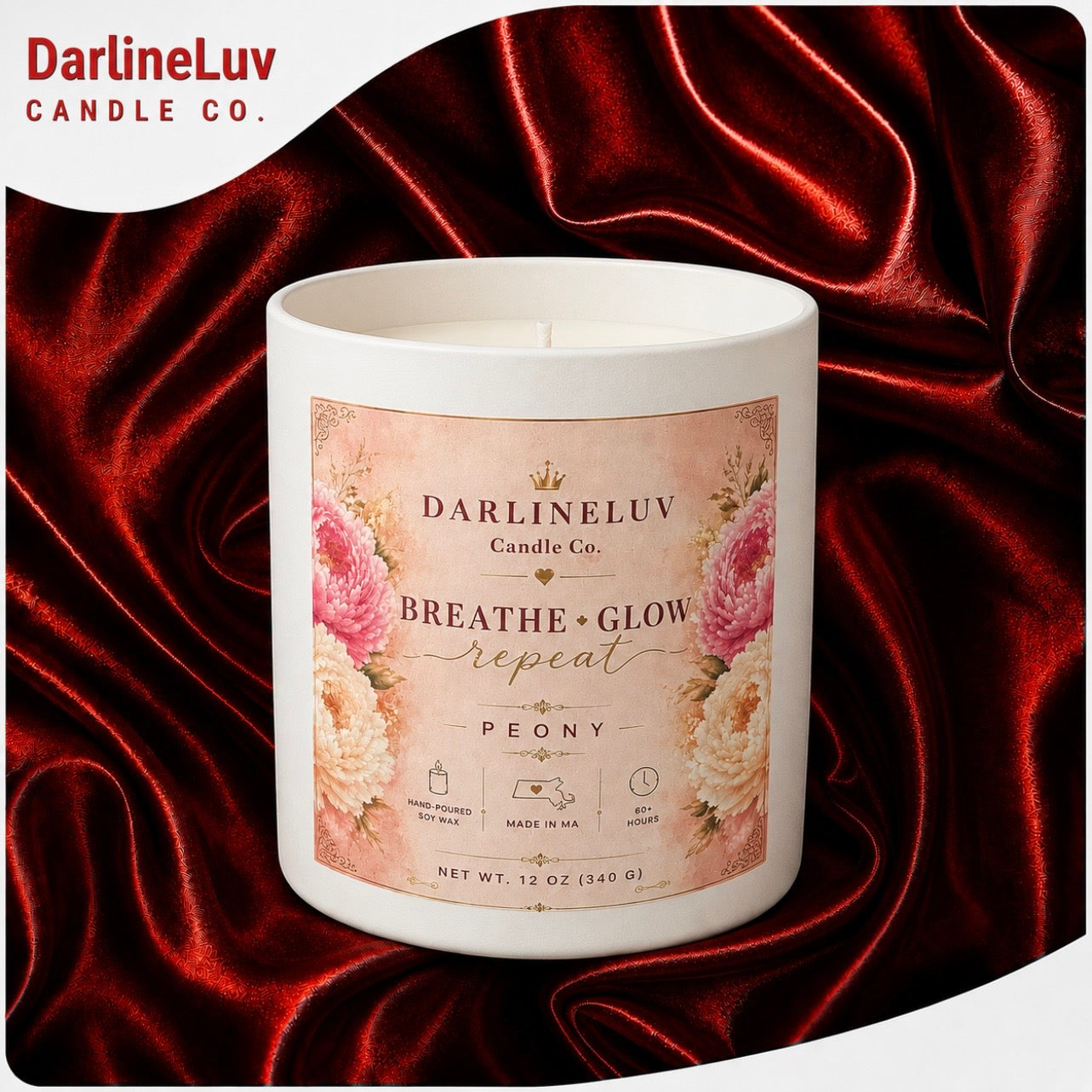 PEONY BLOSSOM | Luxury Floral Soy Candle | Elegant Home Fragrance | Self-Care Gift