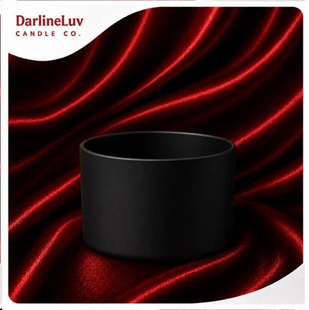 DarlineLuv 14 oz Matte Black & White Short Candle Jar with Bamboo Lid | Premium Glass Candle Vessel for Candle Making